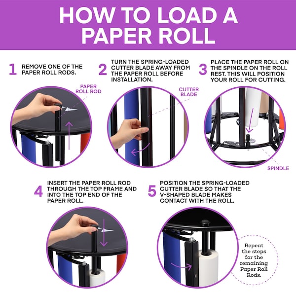 Paper Roll Dispenser Fits Up To 5 Rolls